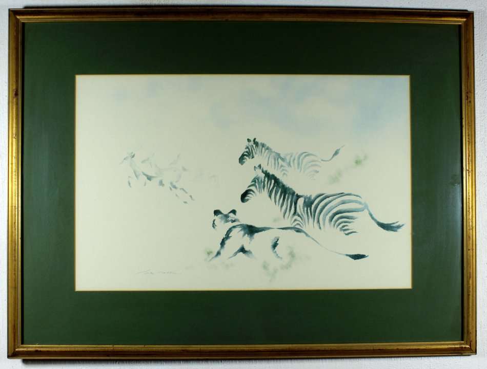 Clive Walker - The hunt - A lovely print! - Giveaway price, bid now!!