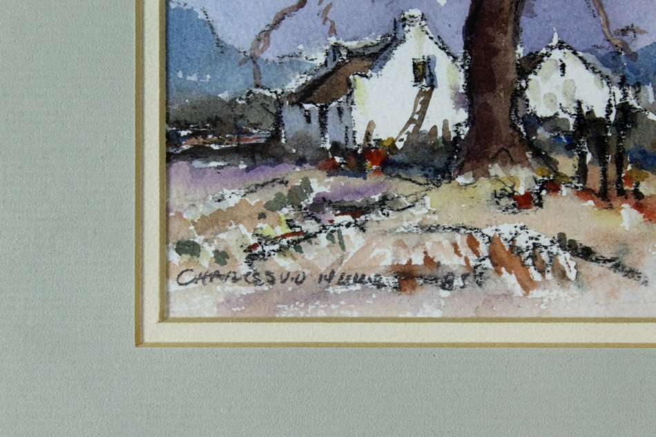 Charles van der Merwe - Large tree with Cape Dutch houses - Beautiful art! - Bid now!