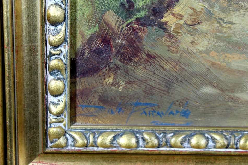 Dino Paravano - Cart with figures in the forest - A stunning painting! - Bid now!! - Free courier!!