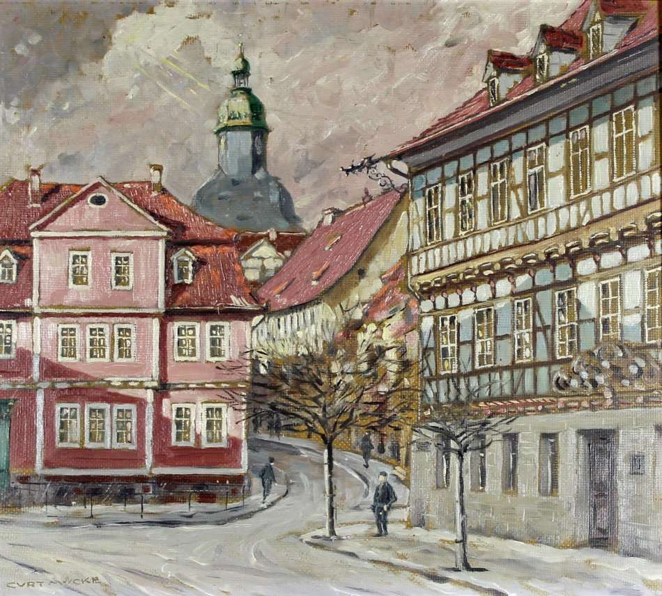 Kurt Murcke - Street scene - A beautiful painting!! Bid now!!