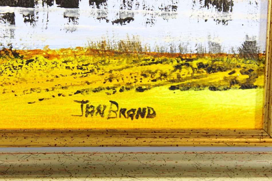 Jan Brand - Farmscene with mountains - A beautiful treasure! - Investment art, bid now!