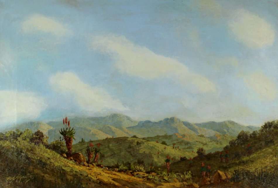 Reg Grattan - Aloes in a landscape - Beautiful art!! Bid now!!