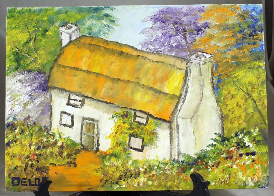 Oelof - Cottage - A delightful little oil painting! - Giveaway! - Bid now!!