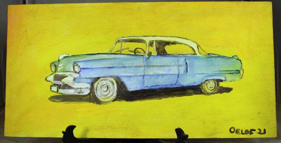 Oelof - Cadillac coupe - A delightful little oil painting! - Giveaway! - Bid now!!