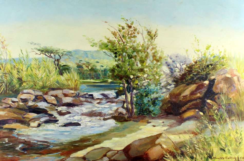 Mouritz Hatting - River scene - Beautiful art!! Bid now!!