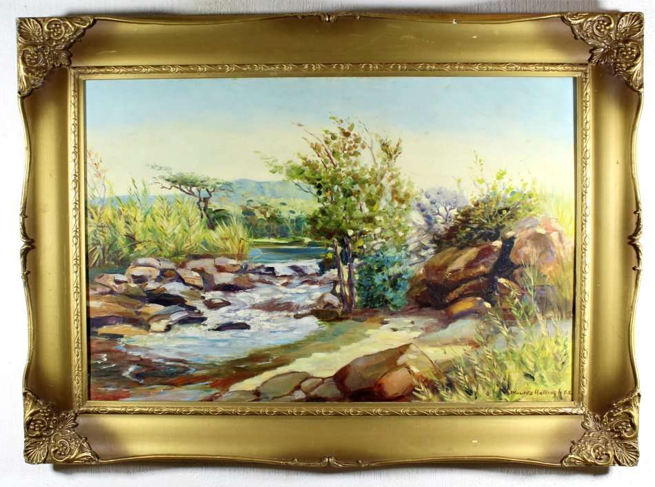 Mouritz Hatting - River scene - Beautiful art!! Bid now!!