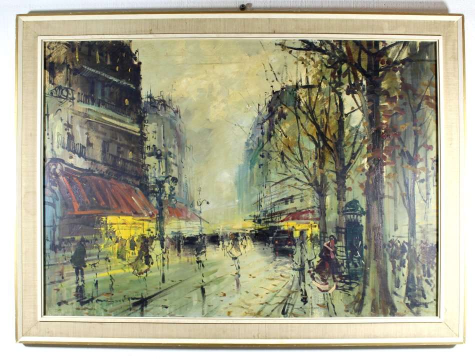 Large Parisian street scene - Lovely art!! Bid now!!