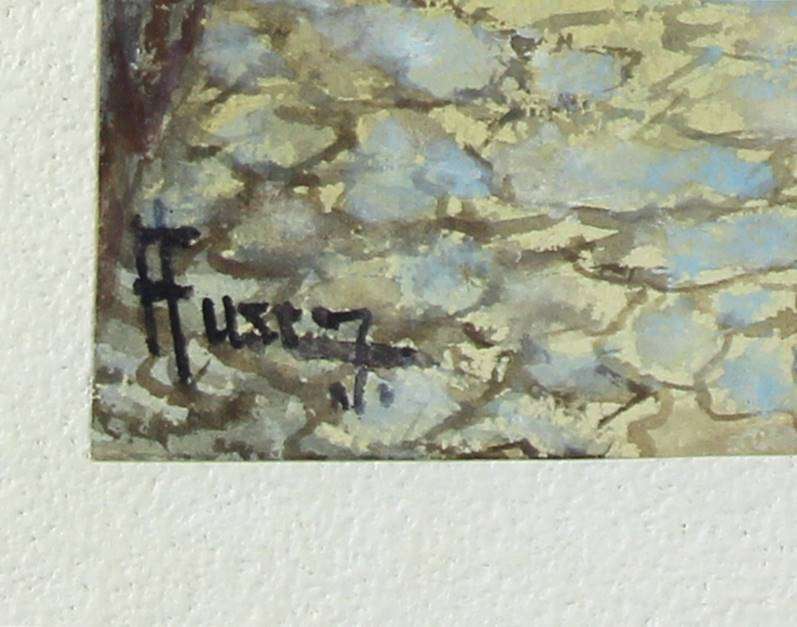 Hussey - European Street Scene - A beautiful watercolor!!  Bid now!