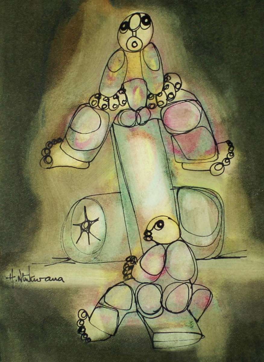 Hargreaves Ntukwana - Two figures on a see-saw - A beauty, bid now!!