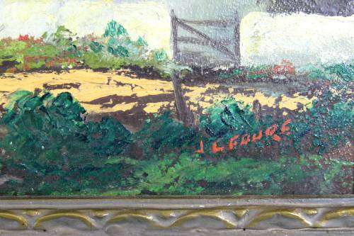 JL Faure - Farmscene with mountains - Beautiful! - Bid now!