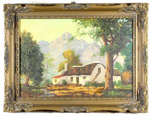 JL Faure - Farmhouse with large trees and mountains - Beautiful! - Bid now!