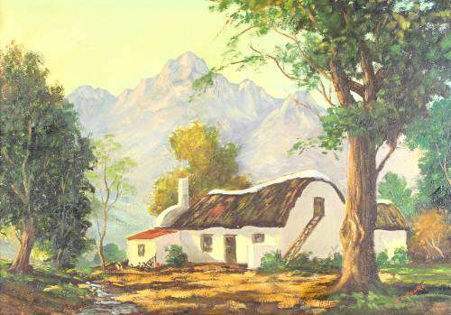 JL Faure - Farmhouse with large trees and mountains - Beautiful! - Bid now!