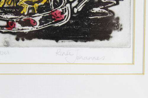 Renee Johannes - Carousel - A beautiful colored etching! - Bid now!