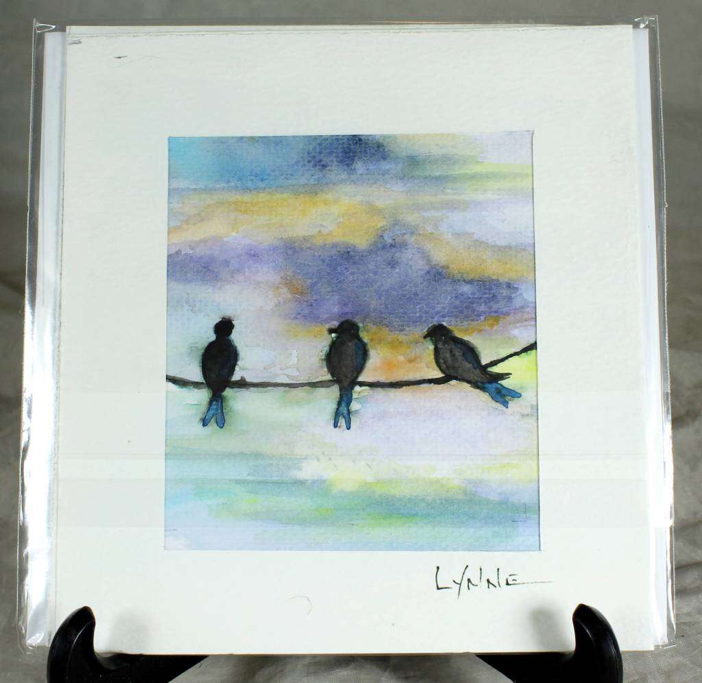 Lynne Jackson - Birds on a wire - Watercolor greeting card