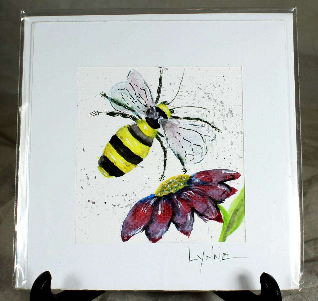 Lynne Jackson - Bee with flower - Watercolor greeting card