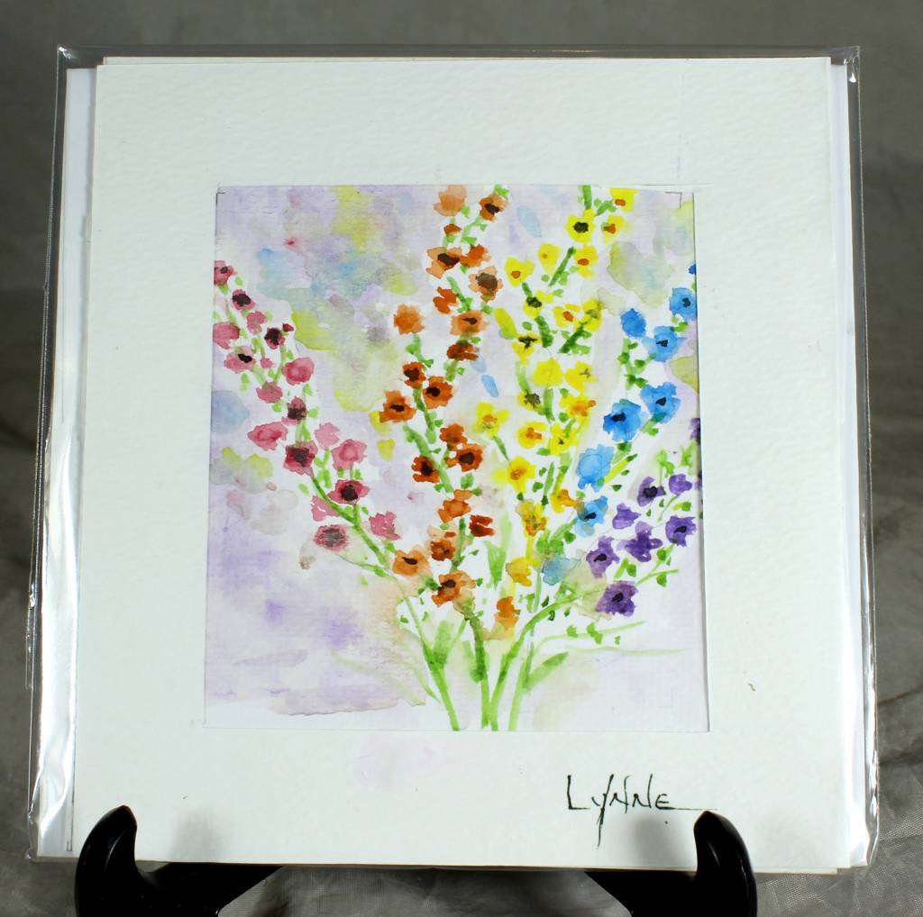 Lynne Jackson - Multi-color flowers - Watercolor greeting card