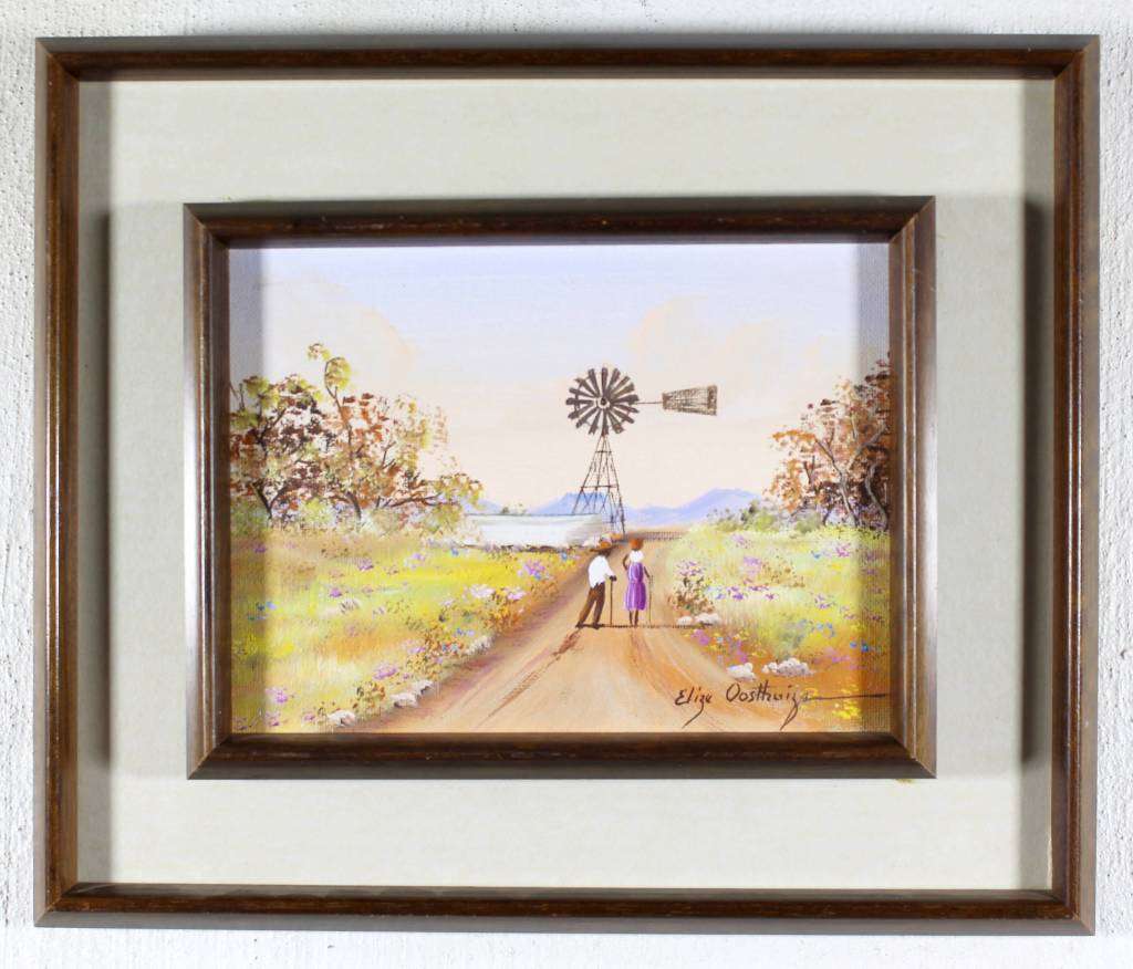 Elize Oosthuizen - Figures with windmill - A beautiful little treasure!! - Bid now!