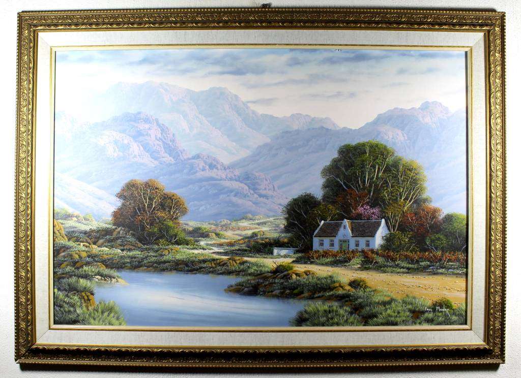 Paul Munro - Cape Farm Scene and mountains - Investment art!! Bid now!