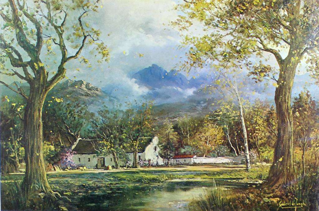 Gabriel de Jongh - Cape Dutch homestead in the mountains