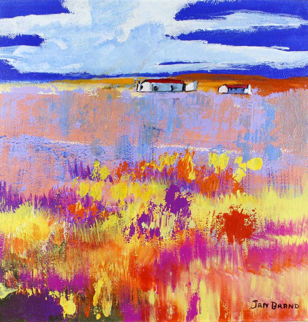 Jan Brand - Colorful fields with farmhouses