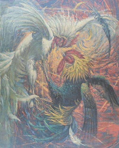 Tretchikoff - Fighting cocks - A delightful signed print - Take a close look!!