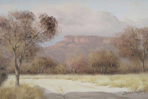 Thomas Hacking - Dry riverbed and flat top mountain - A stunning painting!! Invest now!!