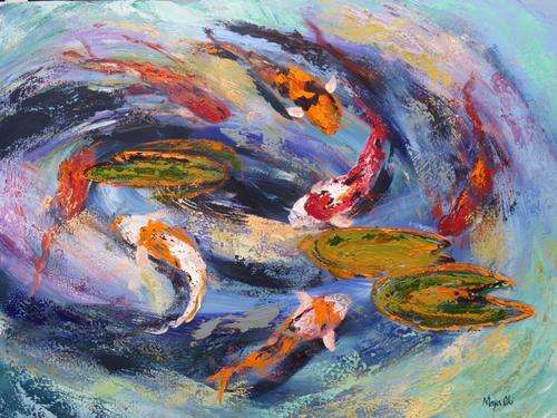 Maya Oki - Koi - A magnificent painting!! Local art at its finest!! Invest now!!