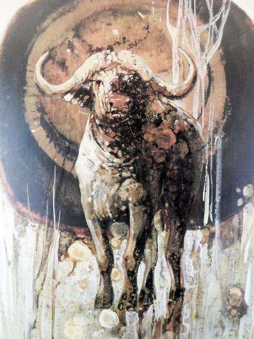 Christa Botha - Buffalo - A magnificent painting!! Bid now!