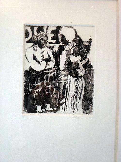 Ruth Schmulian - Two woman and a baby - A beautiful etching! Bid now!!