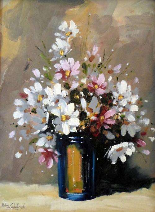 Kobus van Schalkwyk - Still life flowers - A little treasure! Bid now!