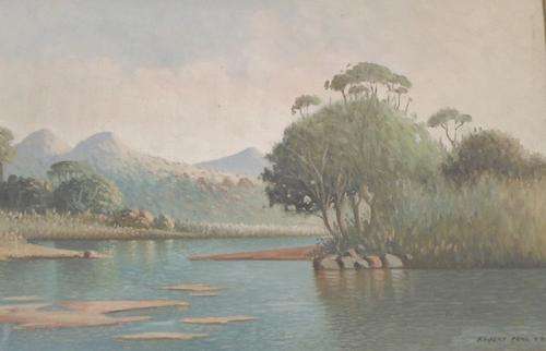 Robert  Pohl - Lake scene - A stunning painting from a legend artist! Bid now!!