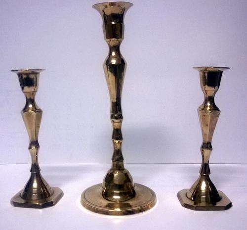 Brass 3x Pair Candlesticks