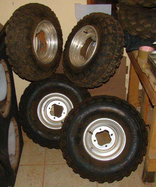 700 RAPTOR RIMS AND TYRES, USED BUT IN GOOD CONDITION AND HAVE GOOD TRED ON.
