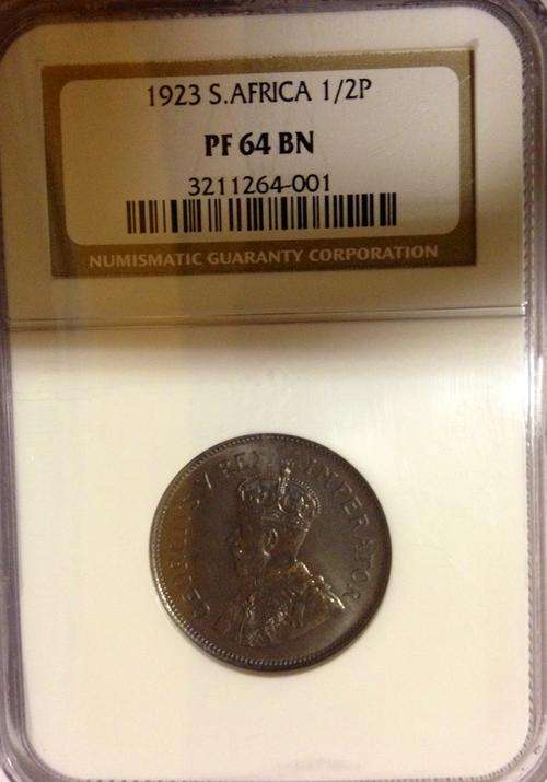 1923 Union of SA 1/2 Penny PF64 @R1 start