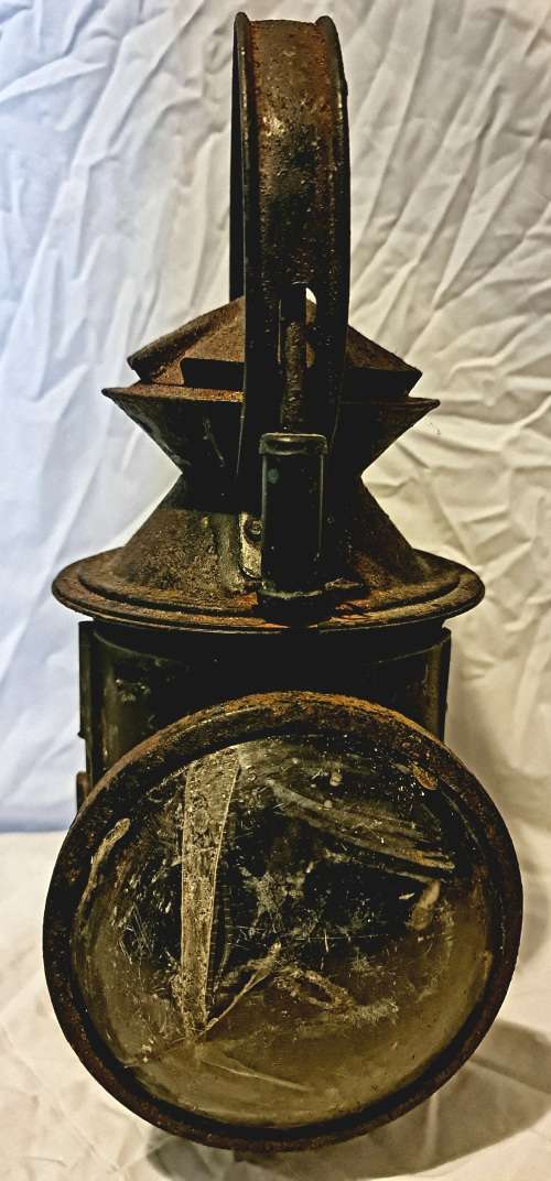 19th century Railway station guards lantern . Converted to electric lamp