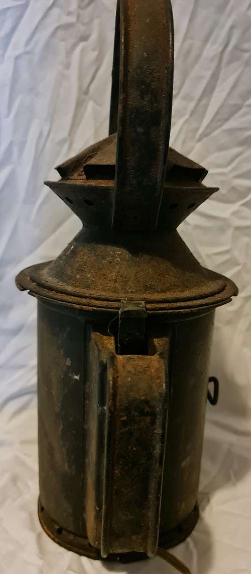 19th century Railway station guards lantern . Converted to electric lamp