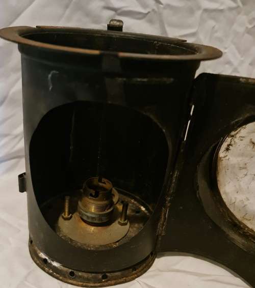 19th century Railway station guards lantern . Converted to electric lamp