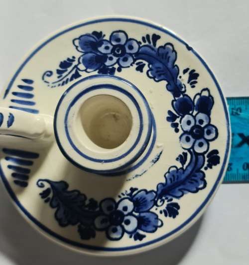 Hand painted. Delft Holand slender  candle holder. Blue and white