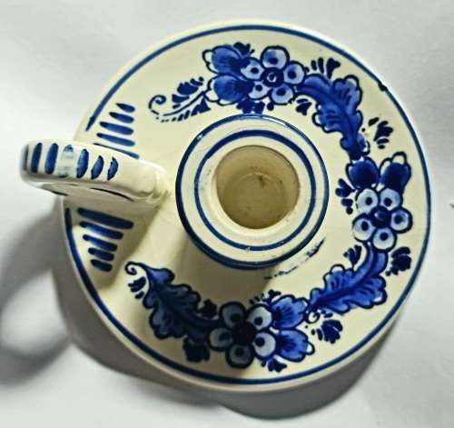 Hand painted. Delft Holand slender  candle holder. Blue and white