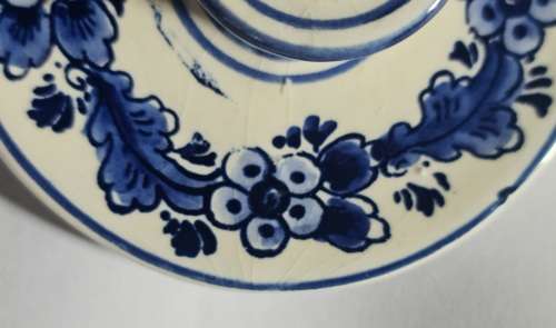 Hand painted. Delft Holand slender  candle holder. Blue and white