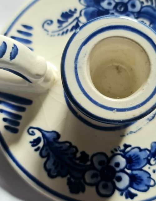 Hand painted. Delft Holand slender  candle holder. Blue and white