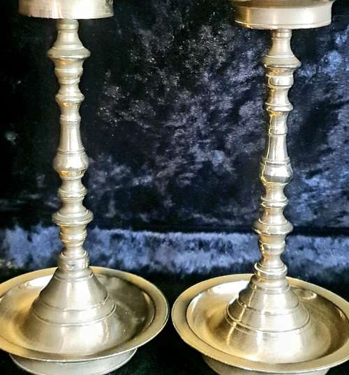 2x   Traditional Brass Kumbakonam Nachiarkoil Kuthuvilakku Diya (Golden Yellow