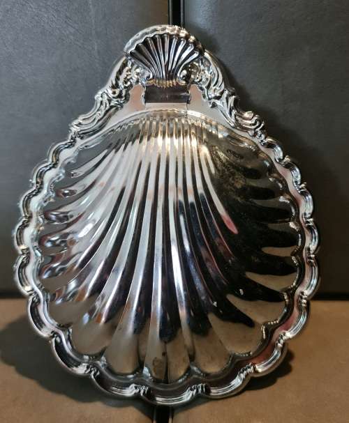 Seashell Dish, Silver Butter Dish, Silver Caviar Server with blue inset