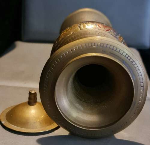 Vintage Indian Brass Etched vase with lid