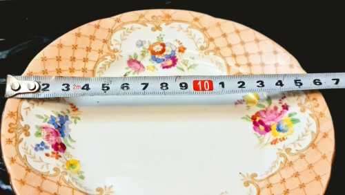 Vintage royal grafton Gold latice on peach, gold detailing tea cup, saucer, side plate trio rare