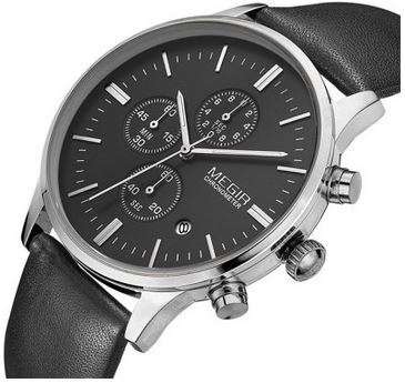 MEGIR 2011 Water Resistand Genuine Leather Band
