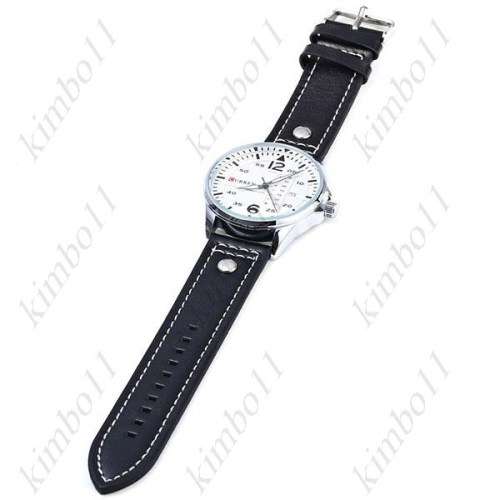 Curren 8224 Dual Calendar Day Date Display Men Quartz Genuine Leather Watch
