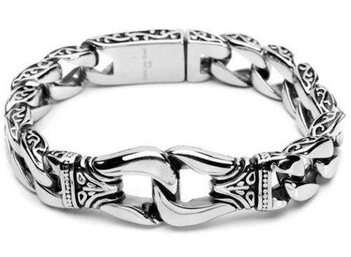Silver Tone Mens 316L Stainless Steel Bracelet Vintage Jewelry