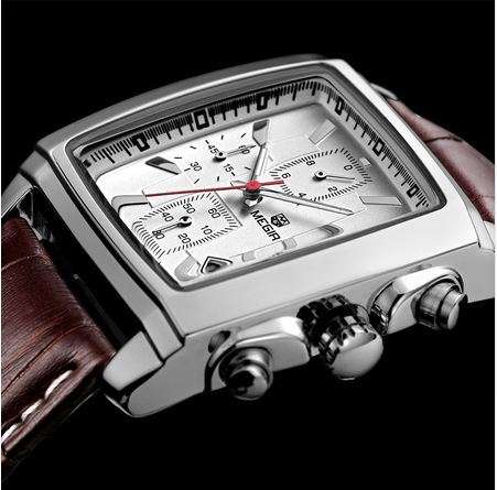 Luxury MEGIR Men Military Sport Luminous Wristwatch Chronograph Leather Quartz Watch