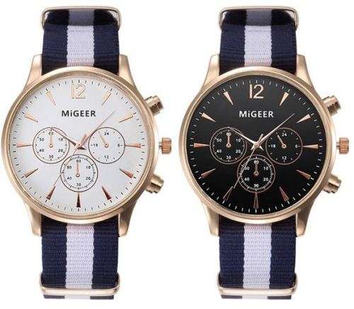 Blue and White Strap Mens Watch